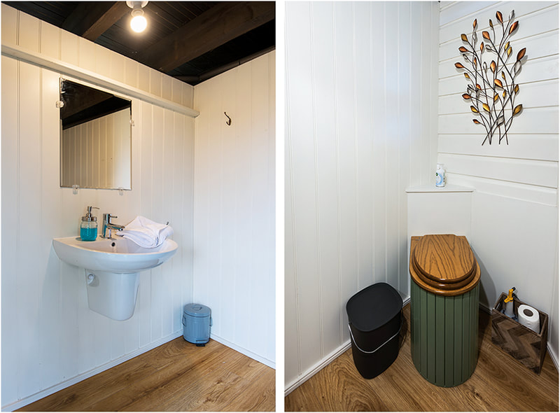 Toilet area of glamping treehouse romantic getaway
